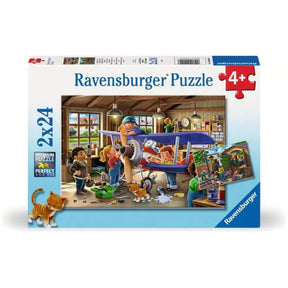 Ravensburger Puzzle Flugzeug-Zug-Reparatur 2x24 Teile
