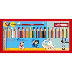 Stabilo Woody 3 in 1 – Multitalent Buntstift – Set 18-tlg. + Bleistiftspitzer