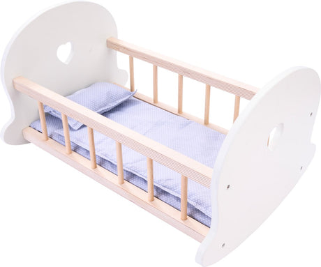 Puppenbett-Schaukelwiege, grauweiß