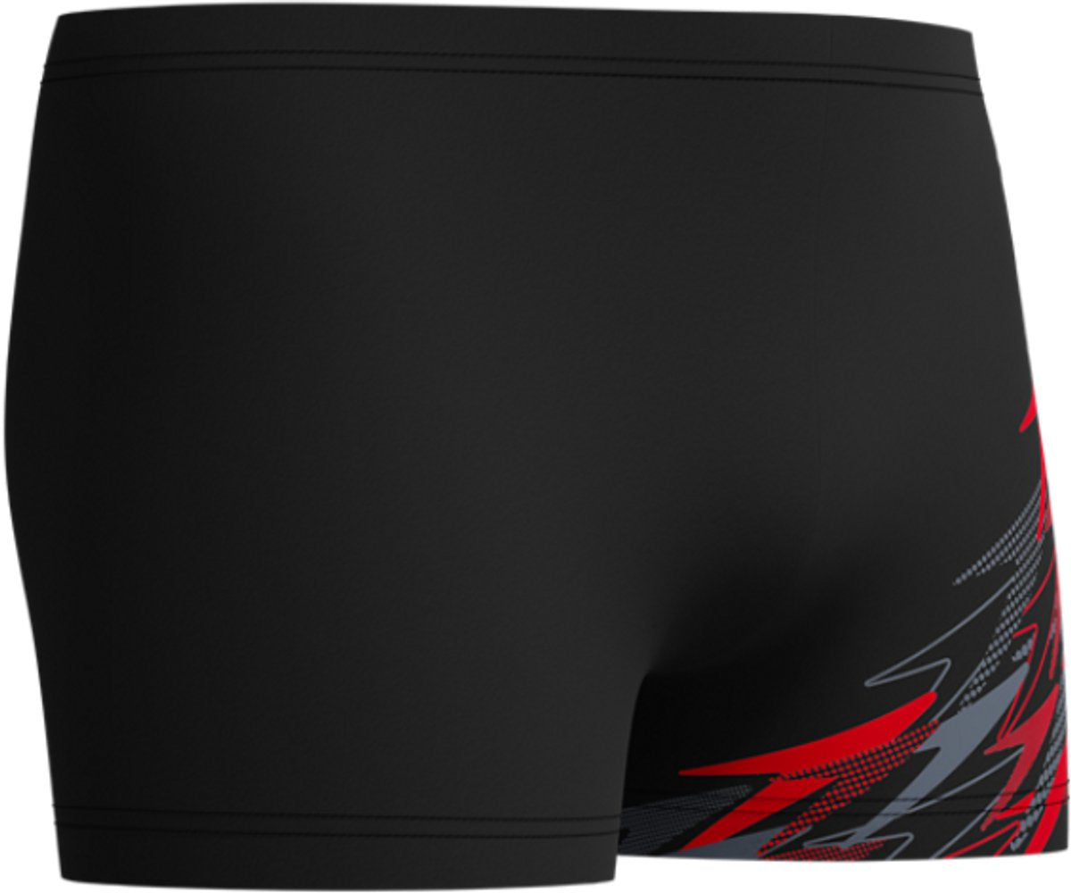 Speedo Medley Logo Aqua Shorts Herren – Enge Badeshorts Herren – Formbeständige Schwimmboxer Herren – Sport-Badehose Herren mit Kordelzug – Blau Rot – XS