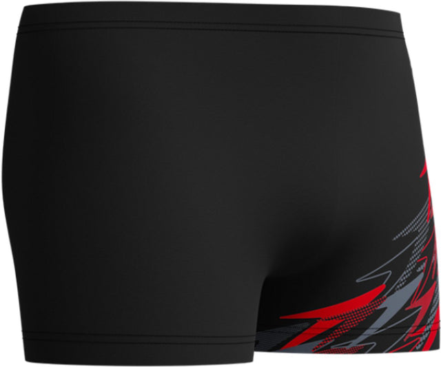 Speedo Medley Logo Aqua Shorts Herren – Enge Badeshorts Herren – Formbeständige Schwimmboxer Herren – Sport-Badehose Herren mit Kordelzug – Blau Rot – XS