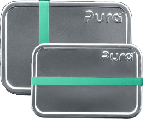 Pura Lunchbox 2er Set - klein und groß + Silikonband Moos