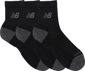 New Balance Active QTR Socken 3er-Pack Unisex-Sportsocken – Schwarz