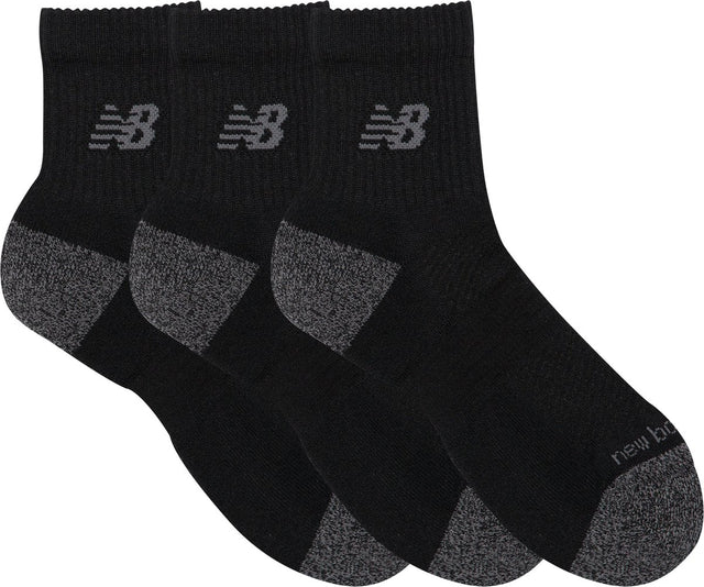 New Balance Active QTR Socken 3er-Pack Unisex-Sportsocken – Schwarz