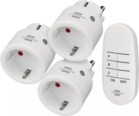 Brennerstuhl Comfort-Line Funkschalter-Set Mini 3+1, 3 Mini-Funkschalter (für den Innenbereich, mit Fernbedienung und erhöhtem Berührungsschutz) weiß