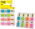 Post-it® Index schmal, Standardspender – leuchtendes Blau, leuchtendes Grün, Orange, leuchtendes Pink