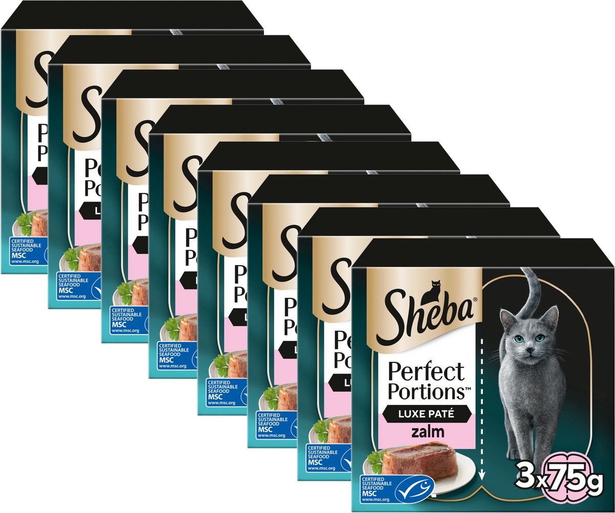 Sheba Katzenfutter – perfekte Portionen – Nassfutter – luxuriöse Lachspastete – 24 x 75 g