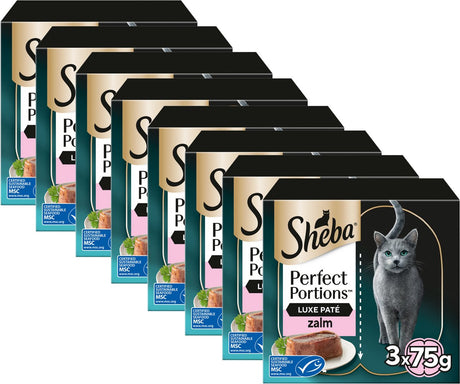Sheba Katzenfutter – perfekte Portionen – Nassfutter – luxuriöse Lachspastete – 24 x 75 g
