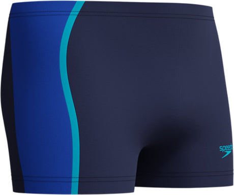 Speedo Solid Splice Aqua Shorts Herren – enge Badeshorts Herren – chlorbeständige Schwimmboxer Herren – Sport-Badehose Herren mit Kordelzug – Marineblau – XXL