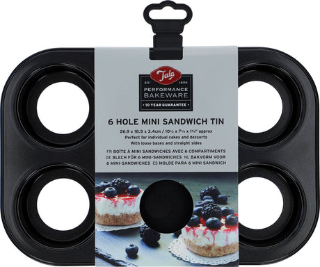 Tala Performance – Mini-Kuchenform – 6 x 8 cm – 6er-Set – loser Boden – Antihaftbeschichtung – PFAS-frei