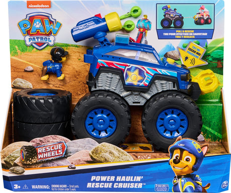 Paw Patrol-Rettungsfahrzeuge – Motorschlepper von Chase – Spielzeug-LKW mit Werfer, motorisierter Hebevorrichtung, Lichtern und Geräuschen