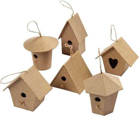 Creativ Company Vogelhäuschen 7 cm Pappmaché Rohling 6 Stück