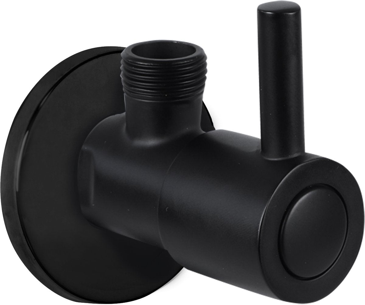 Differnz Eckventil mattschwarz - mit Rosette - WC-Armatur