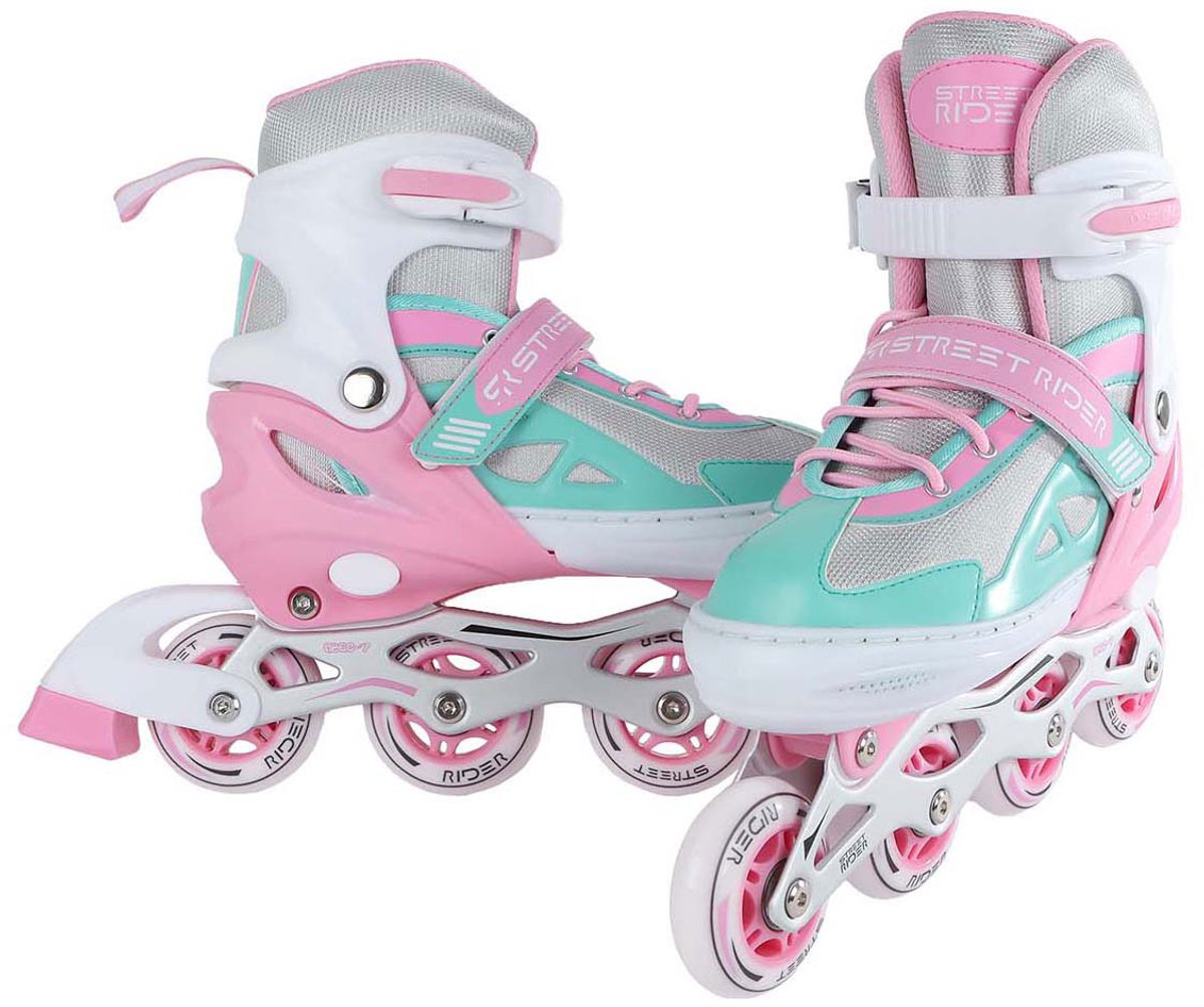 Street Rider Inlineskates rosa grün verstellbar, Größe 37-40