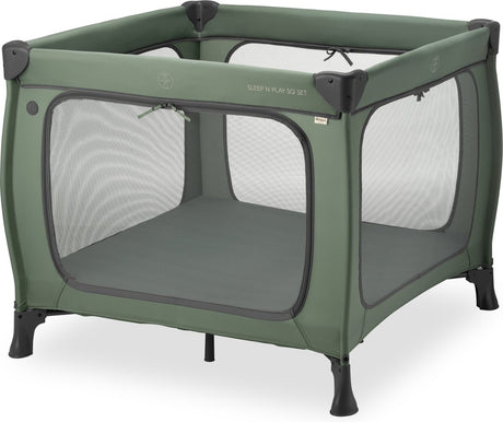 Hauck Sleep n Play Square Set – Campingbett – extra großer Durchgang – dunkelgrün