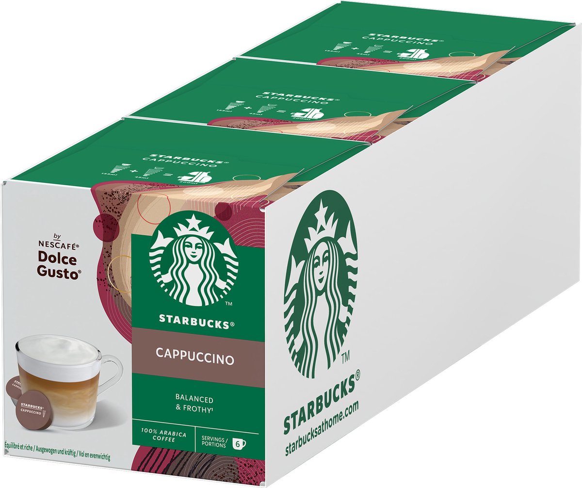 Starbucks by Dolce Gusto Kapseln Cappuccino – 36 Kaffeetassen für 18 Tassen Kaffee