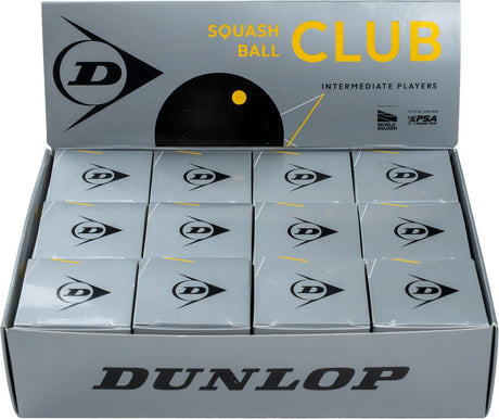 Dunlop -squash balls- club 12x1 ball box- black yellow