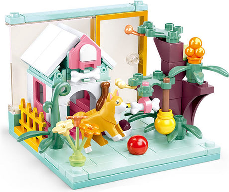 Sluban mini handcraft hondenkamer bouwspeelgoed kinderen vanaf 6 jaar – constructiespeelgoed modelbouw dierenkamer – bouwdoos met 100 bouwstenen en 1 minifiguur – m38-b0919a