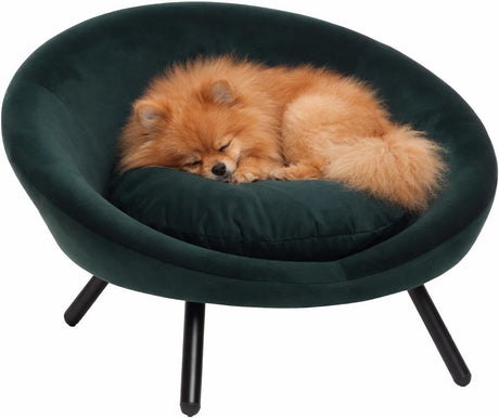 Flamingo hondenbed – sofa hond – sofa kat – dolco rond groen – 54 x 50 x 40 cm – metalen pootjes – uitneembaar kussen