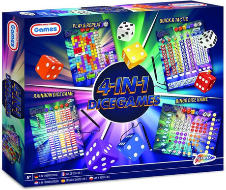 Grafix 4-in-1-Würfelspiele | Brettspiel für Kinder und Erwachsene | Kombination aus Taktik und Glück