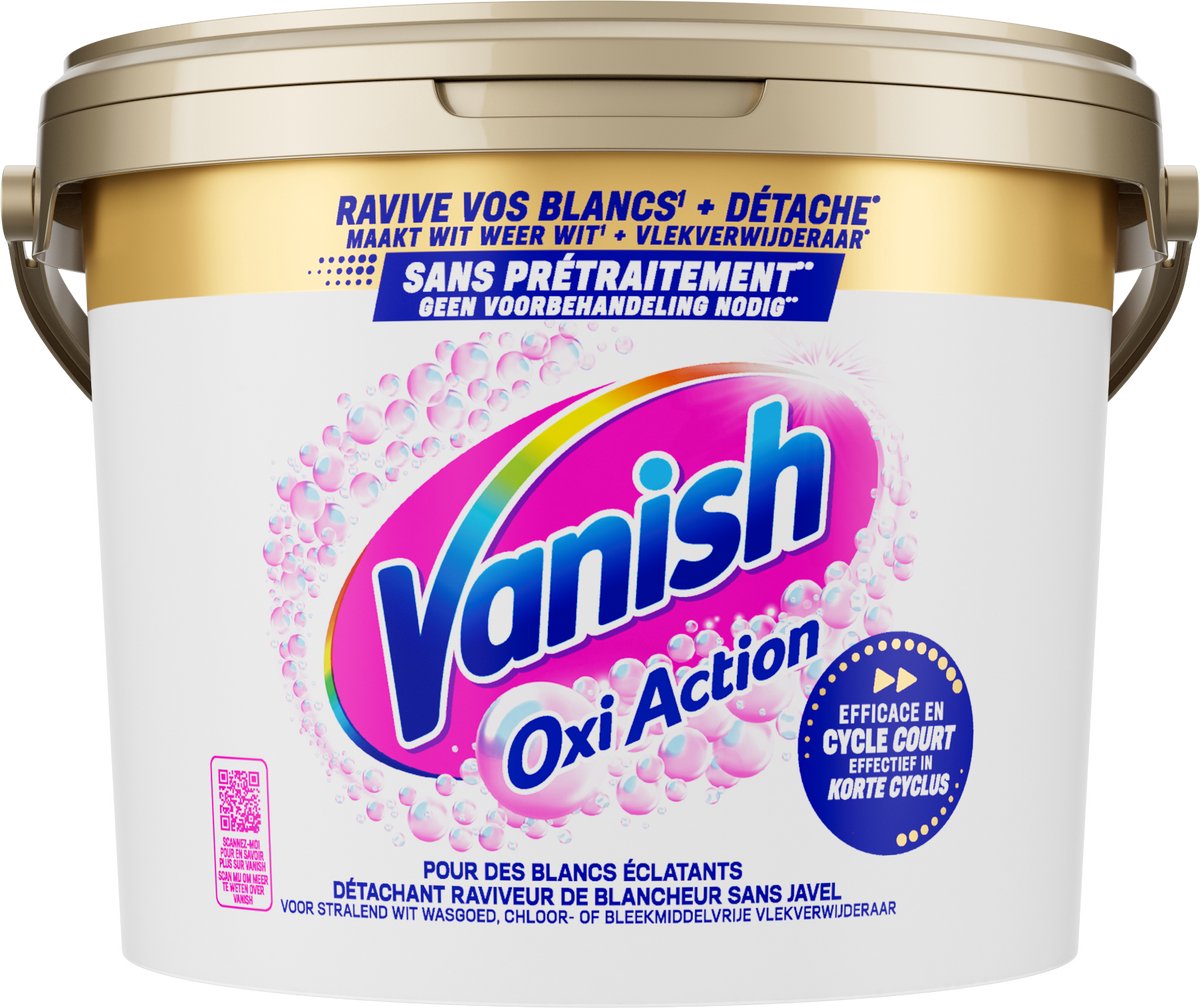 Vanish Oxi Action Whitening Booster Pulver – Fleckentferner für weiße Wäsche – 2,7 kg