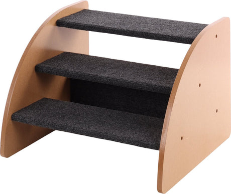 Hundetreppe Flamingo Karpi grau - Einstiegshilfe aus Holz mit 3 Stufen - 41,5x38,5x30 cm - Stufen für kleine ältere Hunde