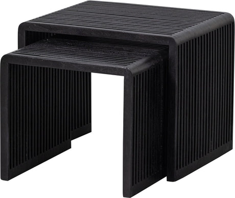 Woood willa bijzettafels set van 2 - teak - zwart - 50x45x40