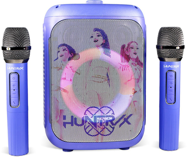 Otl technologies kpop demon hunters - huntr x - karaoke set voor kinderen - 2 draadloze microfoons en speaker - led lichteffect - stemvervorming