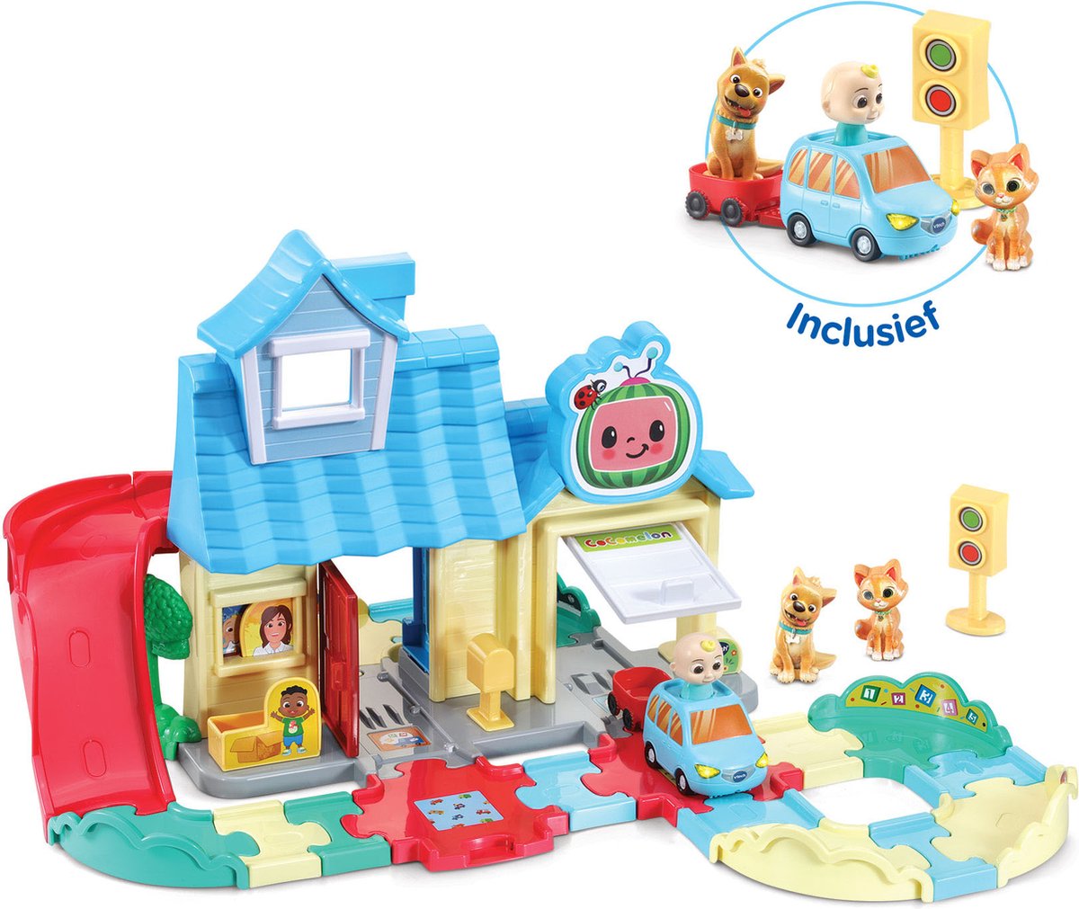 Vtech Toot Toot Cars Cocomelon Familienhaus-Spielset – einschließlich JJ's Spielzeugauto – pädagogisches interaktives Babyspielzeug – Geschenk – 1,5 bis 5 Jahre