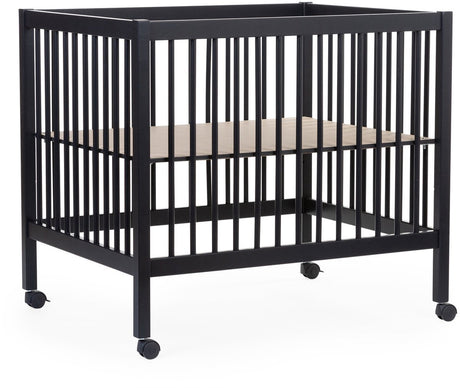 Childhome Park 97 Babybox mit Rollen – Spielbox aus Holz für Kinder von 0 bis 36 Monaten – Standfuß 3-fach höhenverstellbar – Rollen mit Bremssystem – Zeitloses Design ohne sichtbare Schrauben – 98 x 78 x 82 cm – Schwarz