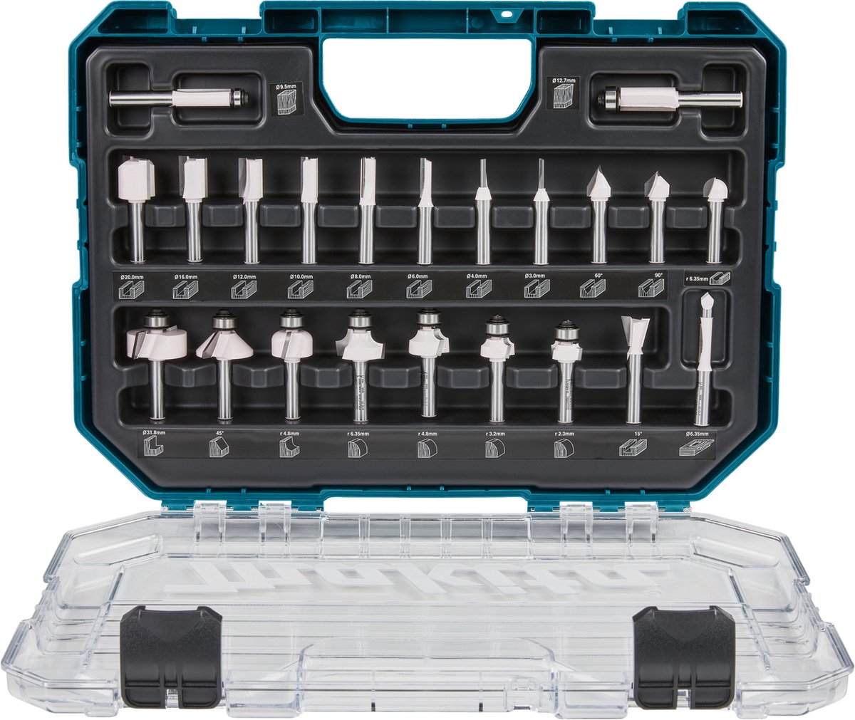 Makita-Zubehör d-74778 | Frässet | 8mm | 22-teilig | im Kunststoffkoffer - D-74778