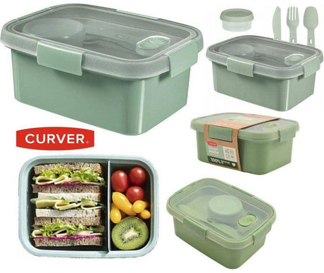 Curver Smart to go Öko-Lunchbox 1,2 l + Besteckset + Saucenbecher