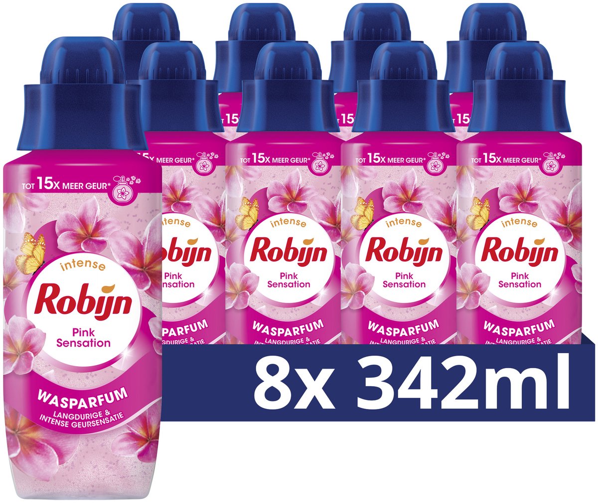 Robijn intense wasparfum - pink sensation - 8 flessen x 342 ml