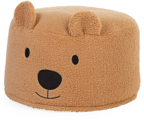 Childhome Teddybär-Pouf – 40 x 40 x 25 cm – weicher beigefarbener Pouf mit abnehmbarem, waschbarem Bezug – für Kinder ab 2 Jahren