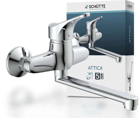 Schütte Attica Küchenarmatur – Mischbatterie – niedriger, schwenkbarer Auslauf – Wandmontage – Chrom