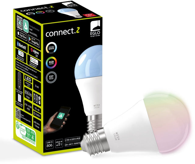Eglo connect.z smarte LED-Lampe – E27 – ø 6 cm – einstellbares RGB-Weißlicht – dimmbar – Zigbee