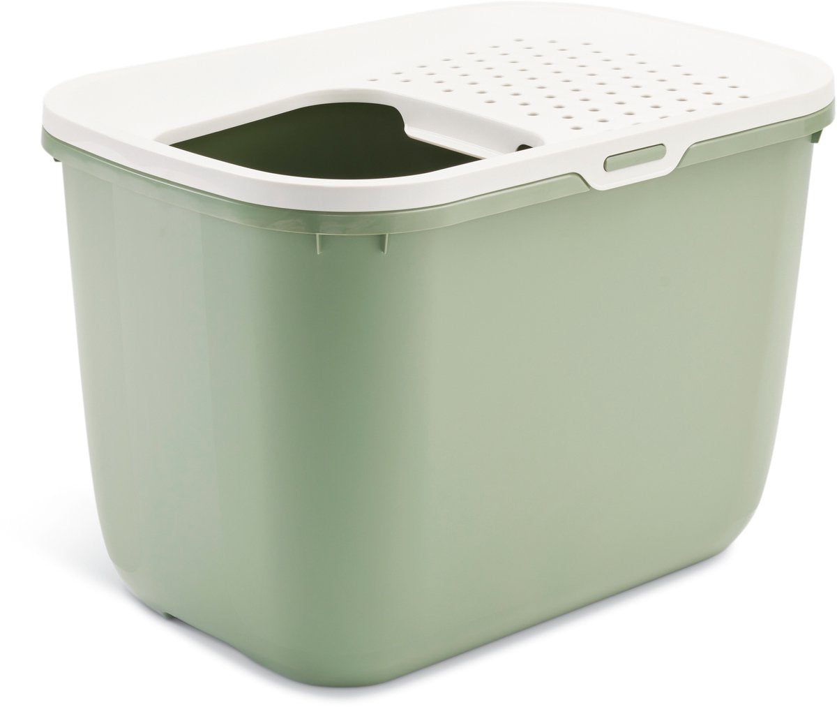 Savic Hop In – Katzentoilette – Zugang von oben – botanisches Grünweiß – 58,5 x 39 x 39,5 cm