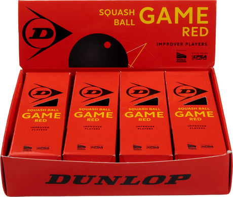Dunlop - squashball- game red 4x3 ball box- black red