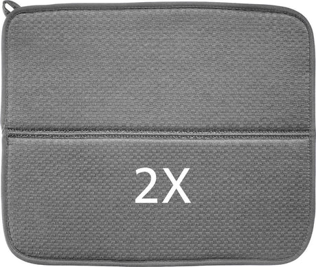 Westmark Abflussmatten – saugstarke Mikrofaser-Abflussmatte im 2er-Set, für sauberes Geschirr ohne Wasserflecken, platzsparend faltbar, grau – 36 x 44 cm