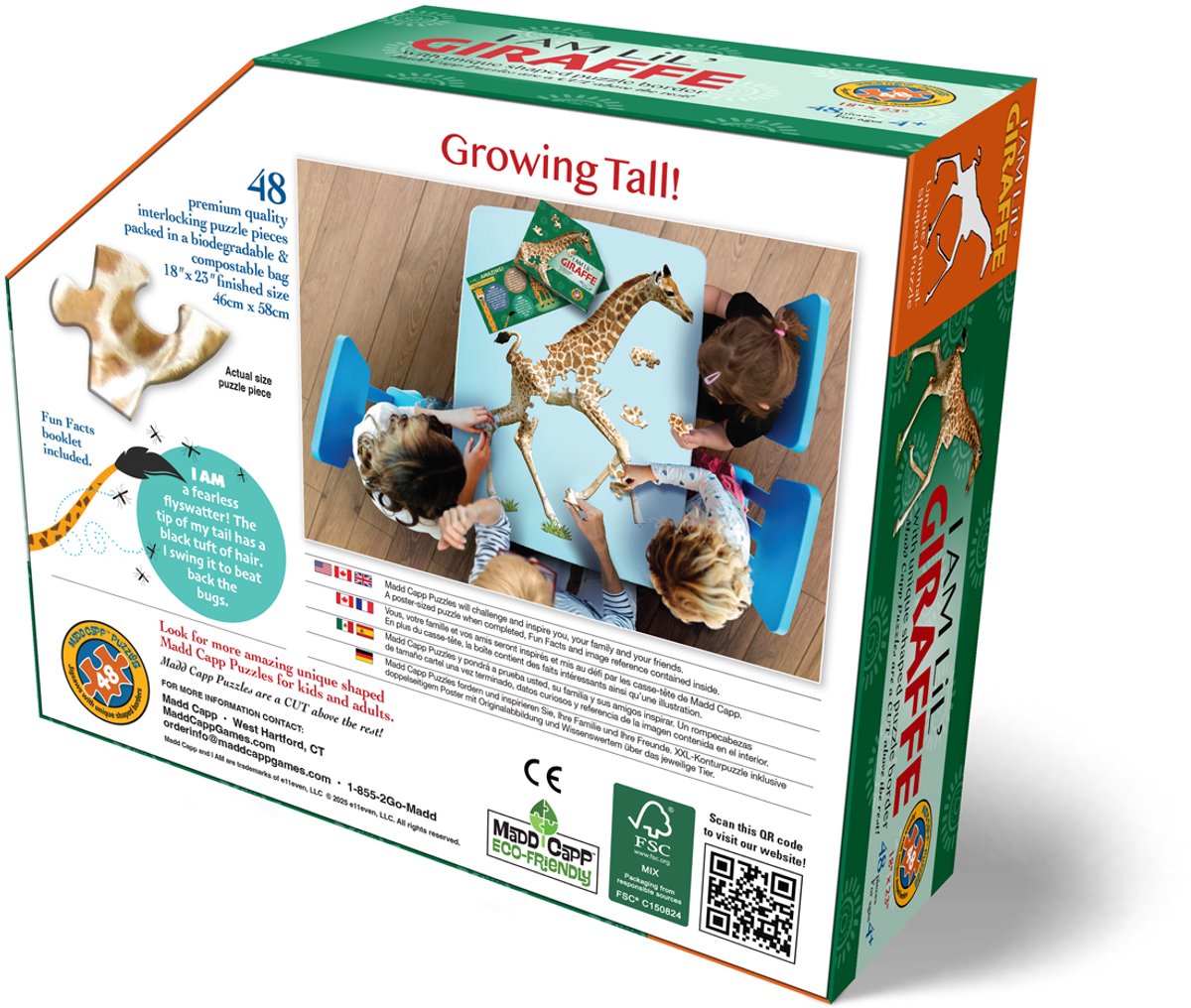 Mad capp puzzel speelgoed - giraffe dierenpuzzel 48 stukjes karton.