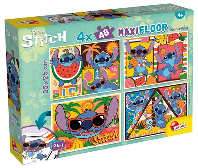 Lisciani – Stitch – Double Face – Puzzle Maxiboden – 4 x 48 Teile