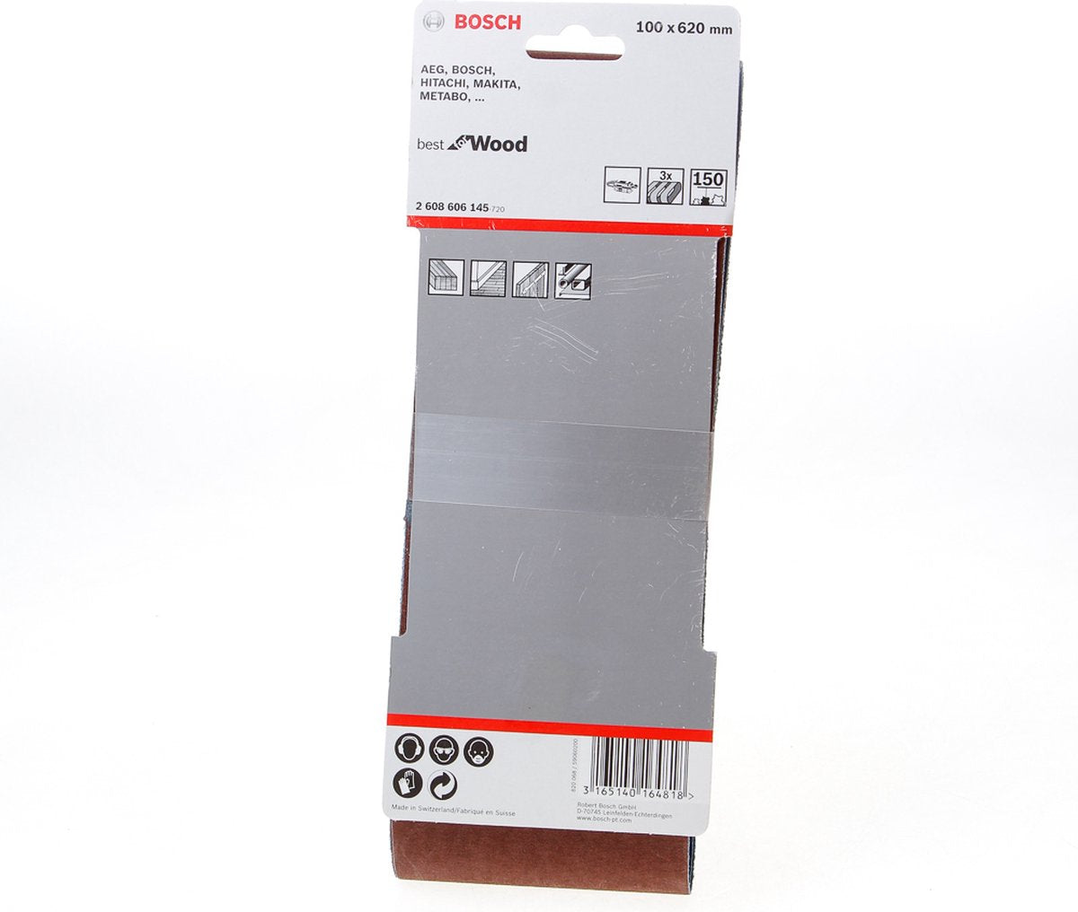Bosch 3 Reifen 100x620 bestes Holz+Lack, 150