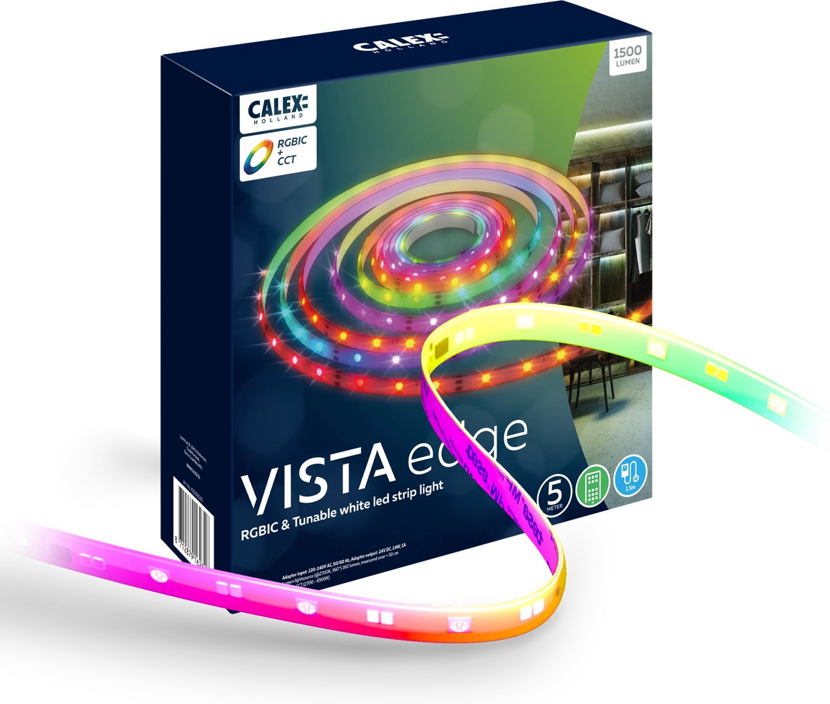 Calex vibey led strip meter - warm wit licht - inclusief afstandsbediening