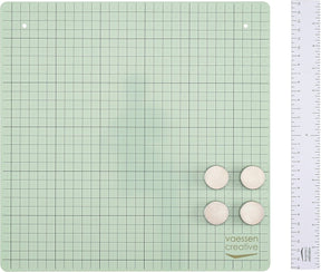 Vaessen creative magnetische werkmat - mint - metalen knutselmat - 30,5 x 30,5 cm - incl. 4 magneten