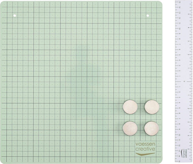 Vaessen creative magnetische werkmat - mint - metalen knutselmat - 30,5 x 30,5 cm - incl. 4 magneten