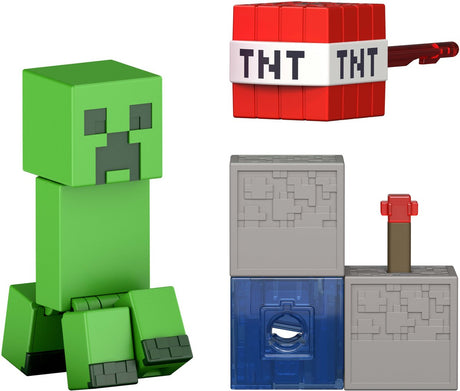 Mattel minecraft redstone charged creeper actiefiguur en accessoireset