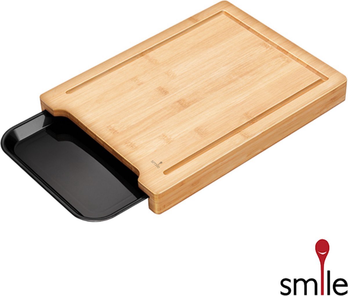 Smile snijplank bamboe met hakblok - extra dik - met opvang bak en sapgeul - snijplank hout