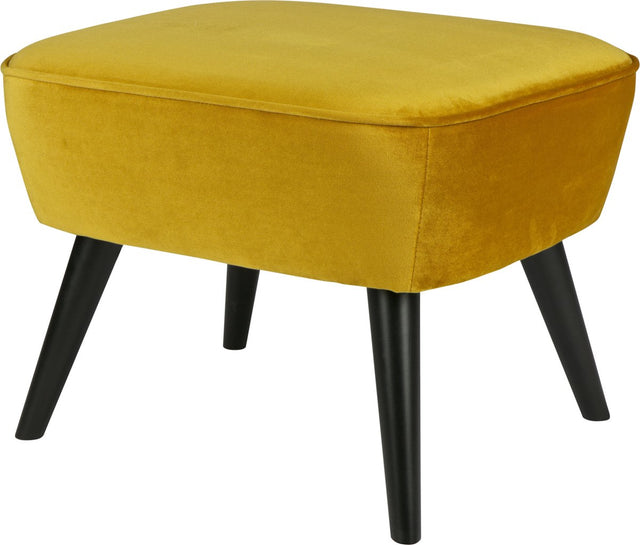 Woood Sara Fußhocker auf Beinen – Samt – Ocker – 56 x 41 x 36