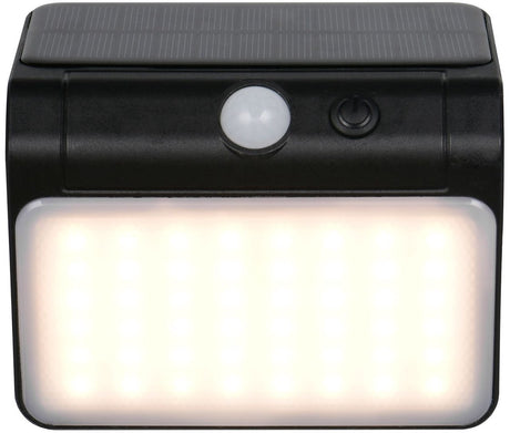 Rl lebe dein Licht Reality Olinda - Wandleuchte - Schwarz - inkl. 1x SMD 2,5 W - Dämmerungssensor - Wandmontage - wiederaufladbar - Solarenergie - 4000k - nicht dimmbar - Bewegungssensor und Orientierungslicht - Außenbeleuchtung - IP44