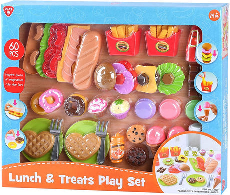 Playgo Spielzeug-Essen, Mittagessen und Snacks, Spielset – 60 Teile.